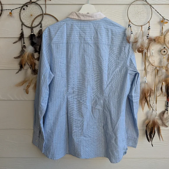 TOMMY HILFIGER Blue Striped Embroidered Logo Cotton Shirt - Picture 8 of 8